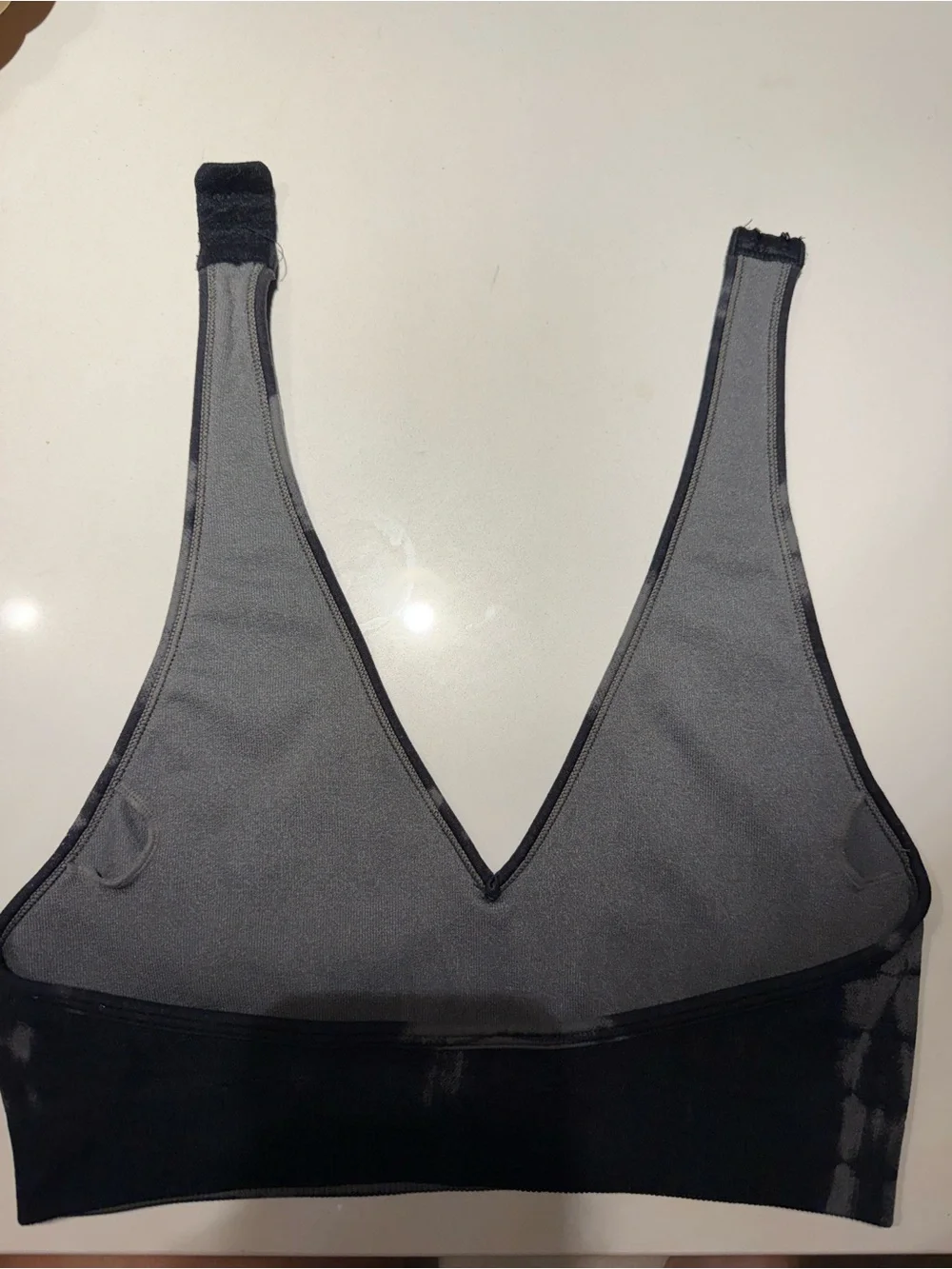 Darc Sport Black Tie-Dye V-Neck Bralette with White Graphic
